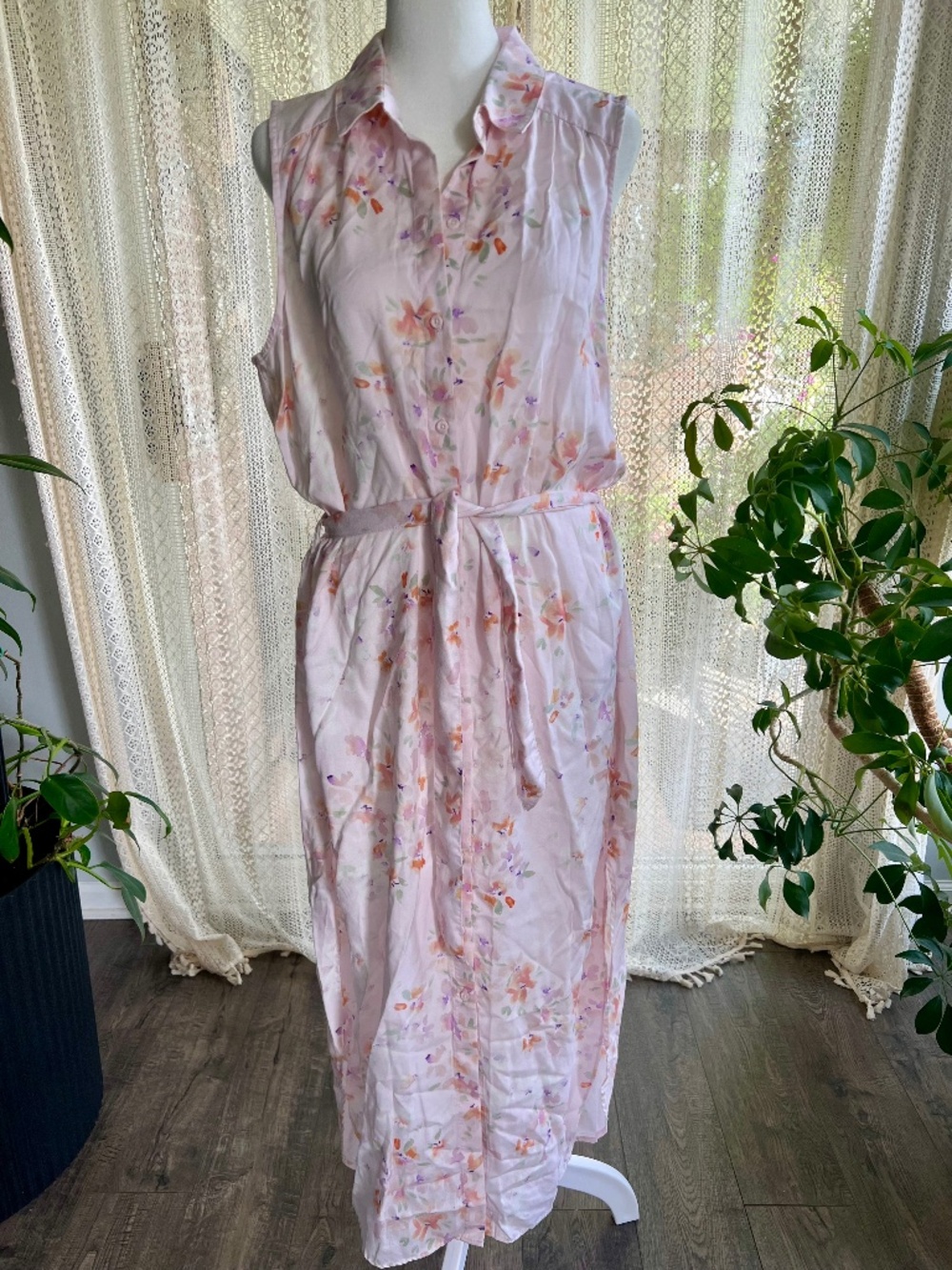Anthropologie Cloth and Stone pastel watercolor floral sleeveless dress